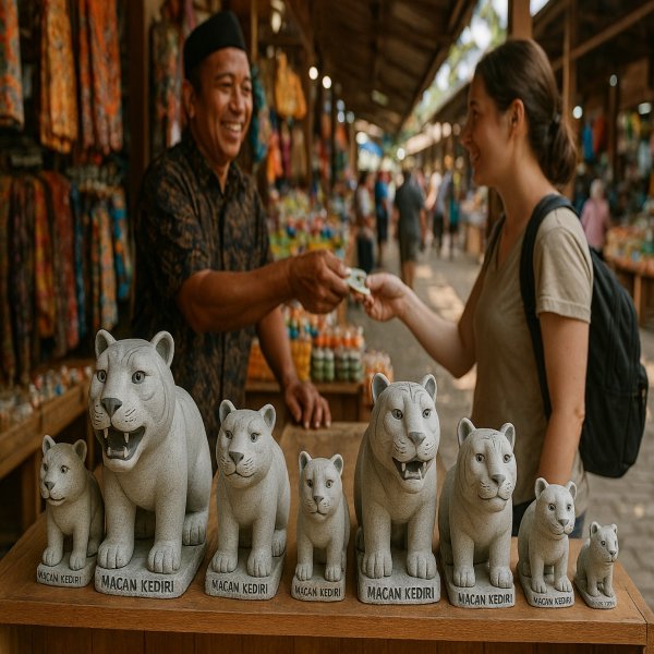Unik dan Menguntungkan! Cendera Mata Macan Putih Mirip Kudanil dari Kediri Laku Keras